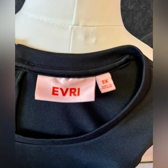 Evri Black Shift Dress with Suede panels 2x - Picture 5 of 6